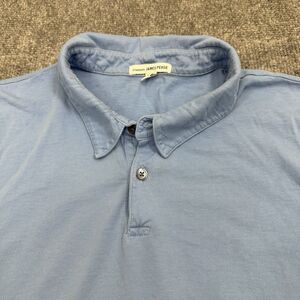 James Perse Polo Shirt Mens Size 4 (XL) Blue Short Sleeve Cotton Made In USA